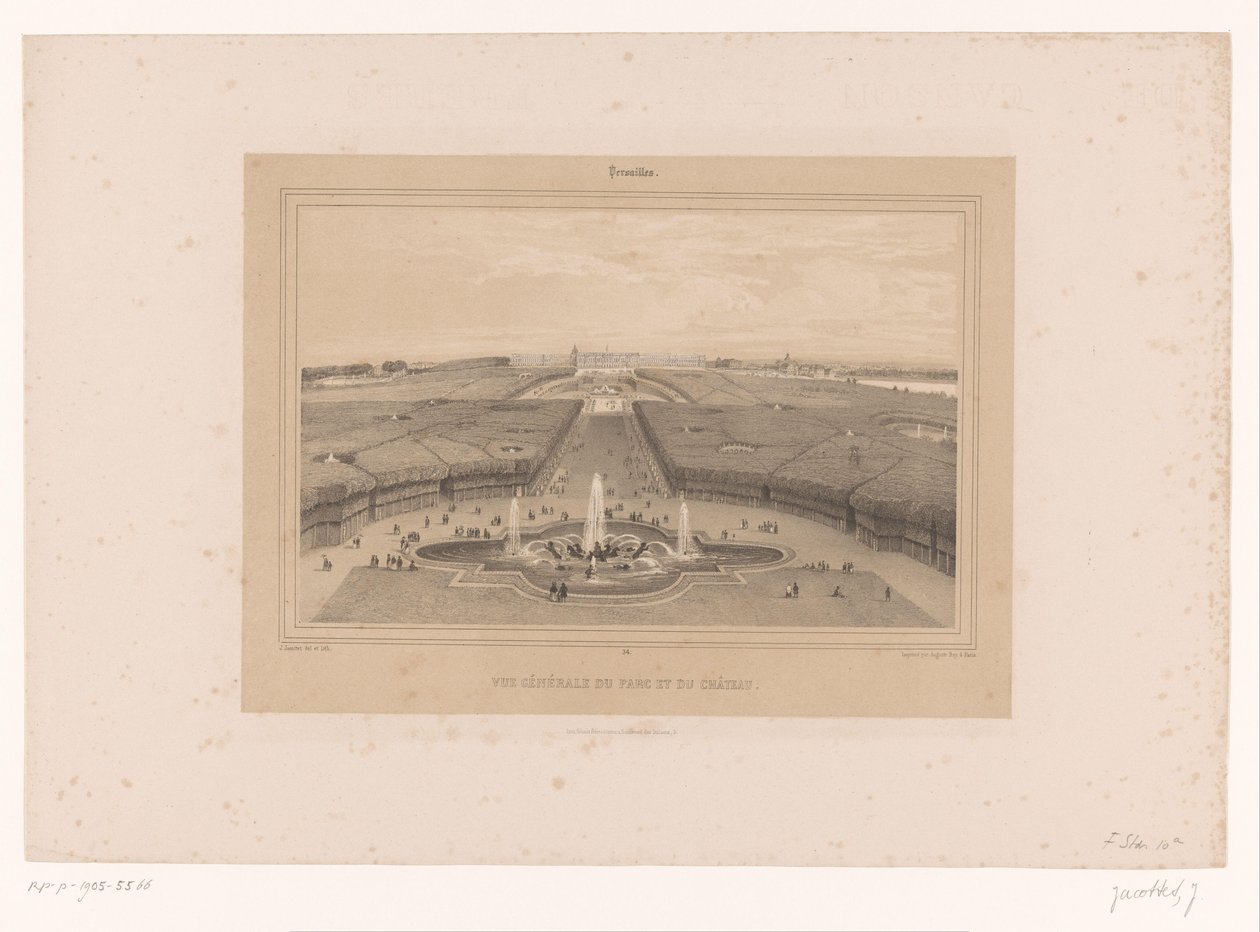 منظر لحدائق فرساي Vue générale du Parc et du Château (العنوان على الكائن) وجوه داخل وحول باريس (عنوان المسلسل) فرساي (عنوان المسلسل على الكائن) بواسطة لويس جوليان جاكوت