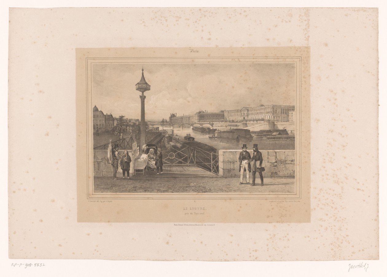 منظر لقصر اللوفر من Pont Neuf Le Louvre ، pris du Pont-neuf (العنوان على الكائن) وجوه داخل وحول باريس (عنوان المسلسل) باريس (عنوان المسلسل على الكائن) بواسطة لويس جوليان جاكوت