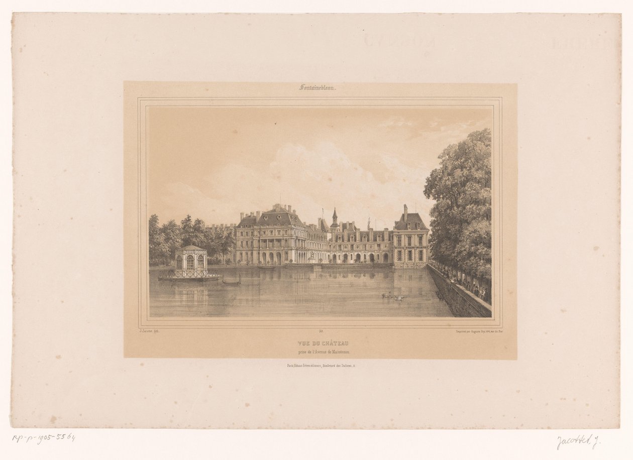 منظر لقلعة فونتينبلو Vue du Château ، جائزة دي لافينيو دي مينتينون (العنوان على الكائن) وجوه داخل وحول باريس (عنوان المسلسل) فونتينبلو (عنوان السلسلة على الكائن) بواسطة لويس جوليان جاكوت