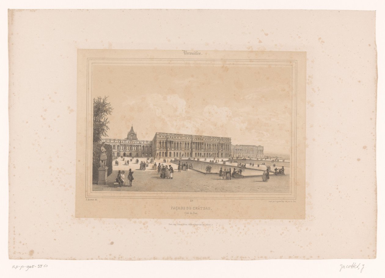 منظر لقصر فرساي من الحدائق Façade du Château ، Côté du Parc (العنوان على الكائن) وجوه داخل وحول باريس (عنوان المسلسل) فرساي (عنوان المسلسل على الكائن) بواسطة لويس جوليان جاكوت