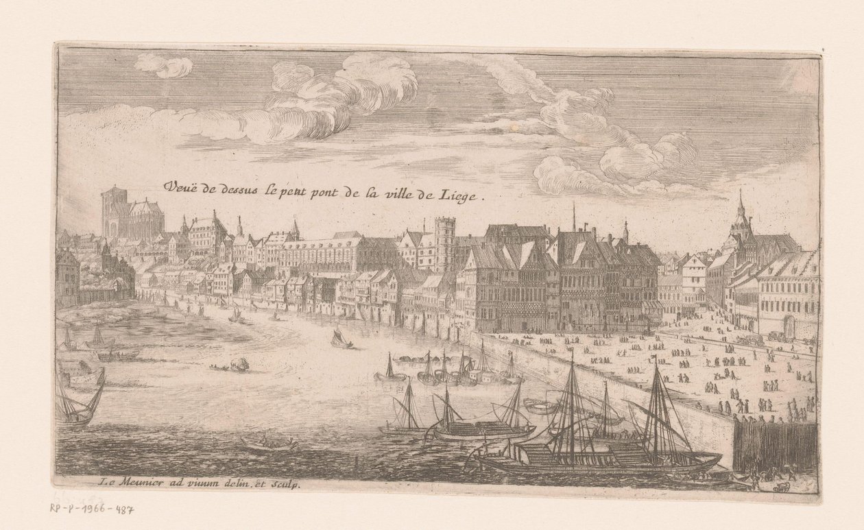 منظر لييج Vue de dessus le petit pont de la ville de Liege (العنوان على الكائن) بواسطة لويس لومونييه