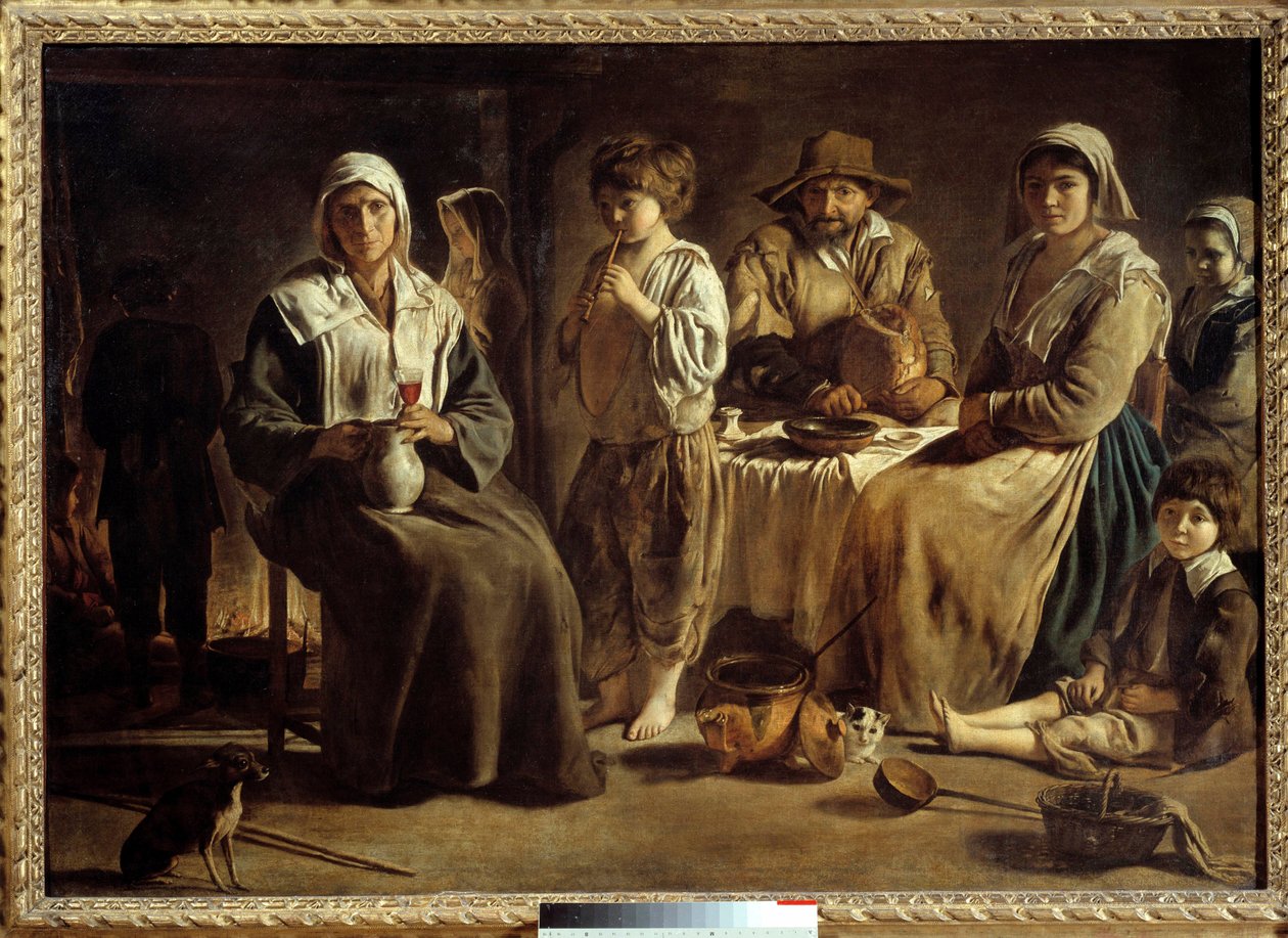 A family of peasants in an interior Painting by Louis Le Nain (1593-1648) 1642 Sun. 1,13x1,59 m Paris, Musee du Louvre بواسطة لويس لو نين