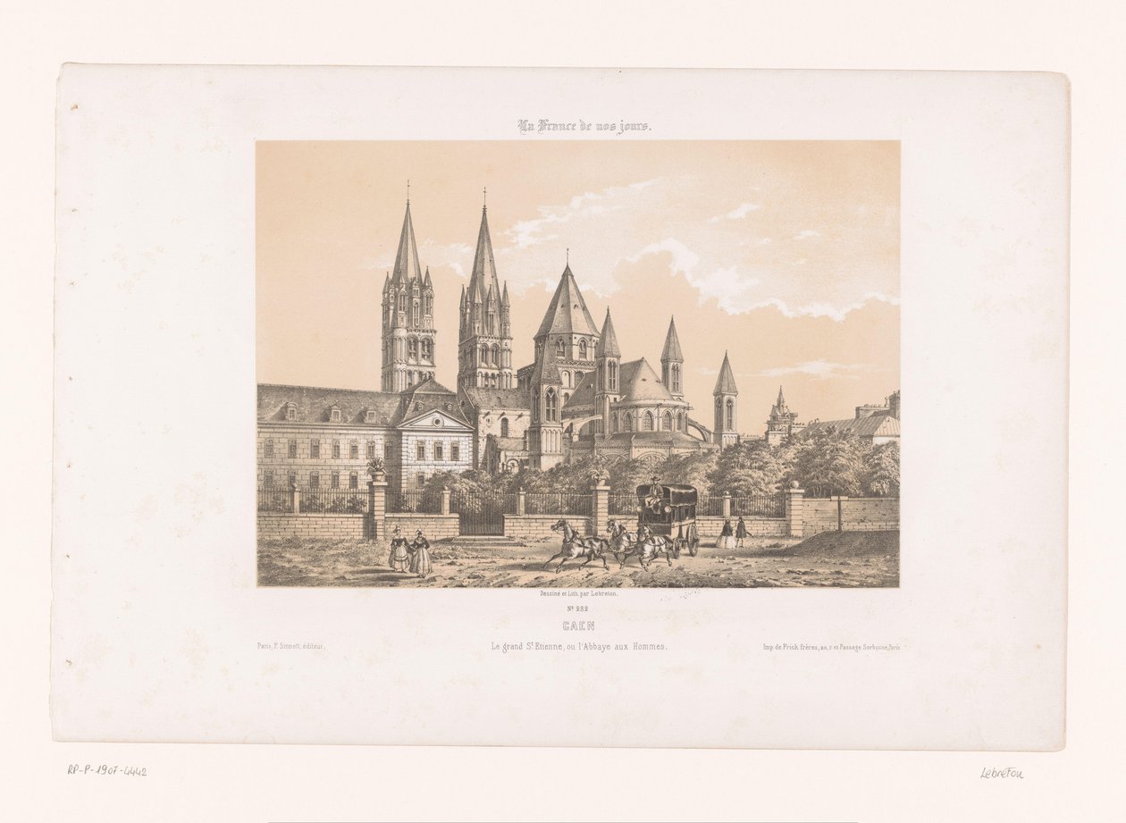 التقى Zicht op de Abbaye aux Hommes بكنيسة سانت إتيان تي كاين كاين. The Great Et. Etienne ، أو دير الرجال (العنوان على الكائن) Hedendaags Frankrijk (عنوان المسلسل) فرنسا في الوقت الحاضر (عنوان المسلسل على الكائن) بواسطة لويس لو بريتون