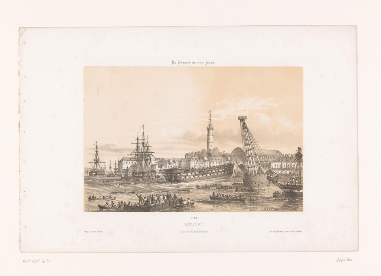 منظر لارسنال في ميناء لوريان لوريان. Interior du Portmilitary (العنوان على الكائن) فرنسا المعاصرة (عنوان المسلسل) La France de nos jours (عنوان السلسلة على الكائن) بواسطة لويس لو بريتون