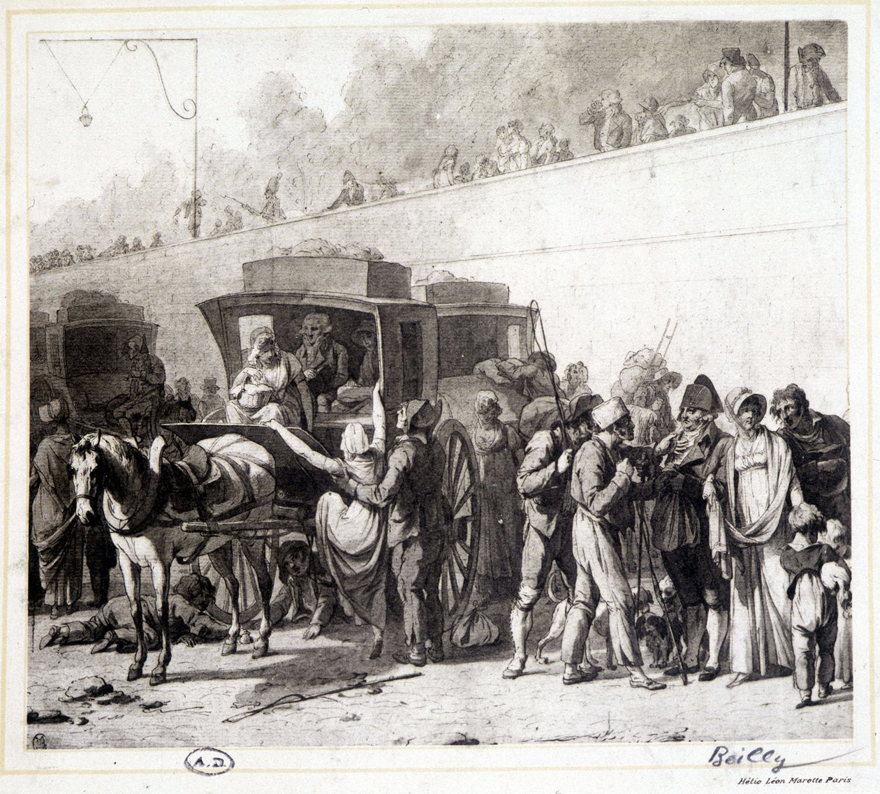 وصول الاجتهاد ، الحفر الشمسي بواسطة ليون ماروت وفقًا لرسومات Boilly (1803). بواسطة لويس ليوبولد (بعد) بويلي