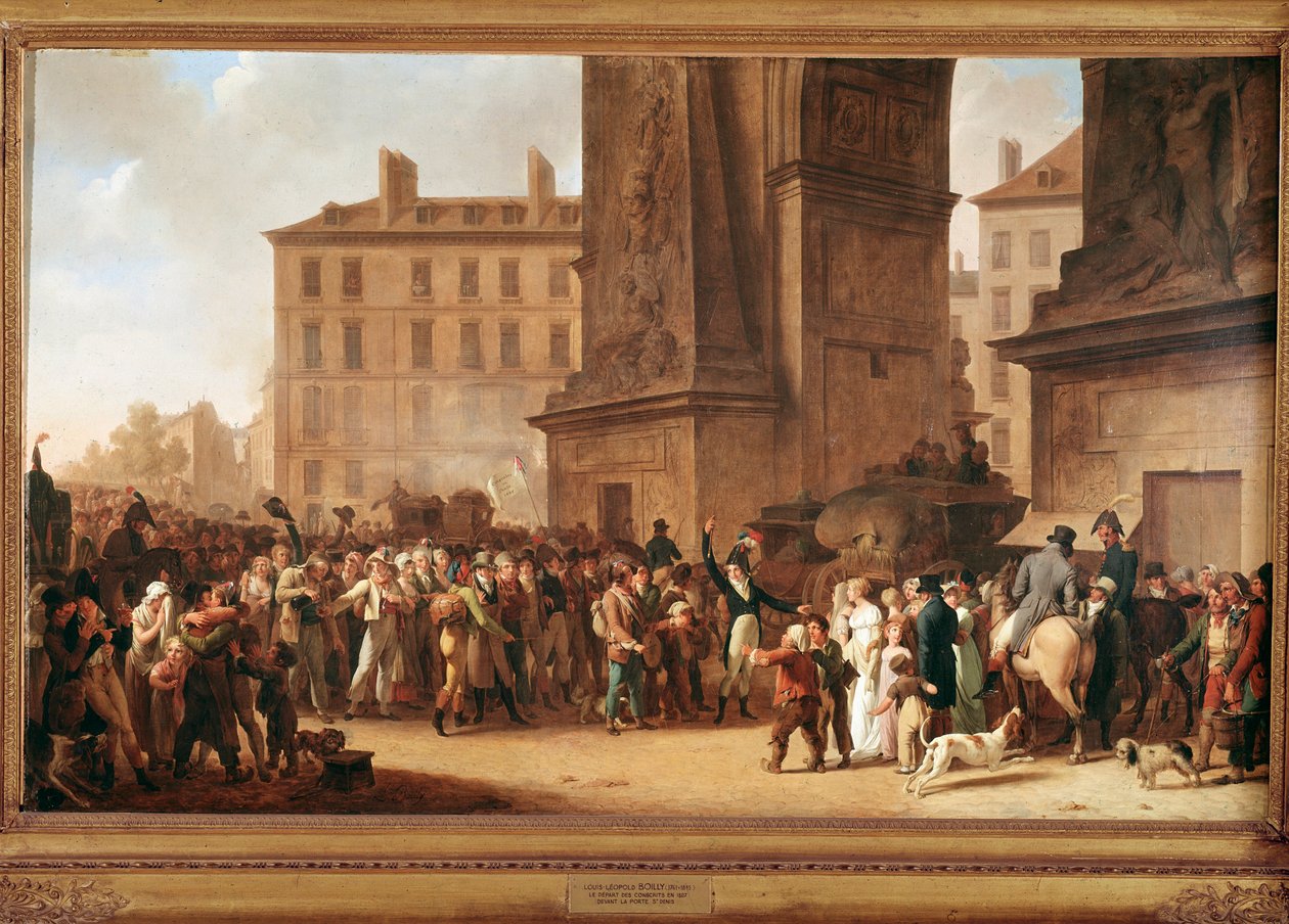 رحيل المجندين في Porte Saint Denis في باريس للقتال في حروب نابليون بواسطة لويس ليوبولد بويلي