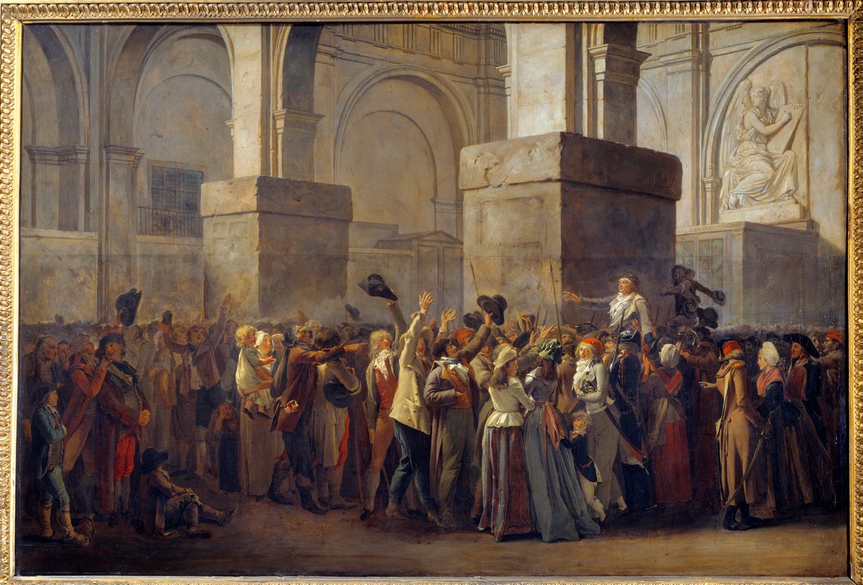 الثورة الفرنسية؛ انتصار "" انتصار مارات "" نائب جان بول مارات (1743-1793) من قبل الشعب بعد تبرئته من قبل المحكمة الثورية في عام 1793. الرسم على ورق ماروفلي من قبل لويس ليوبولد بويلي (1761-1845) القرن الثامن عشر. 0،8 × 1،2 بواسطة لويس ليوبولد بويلي