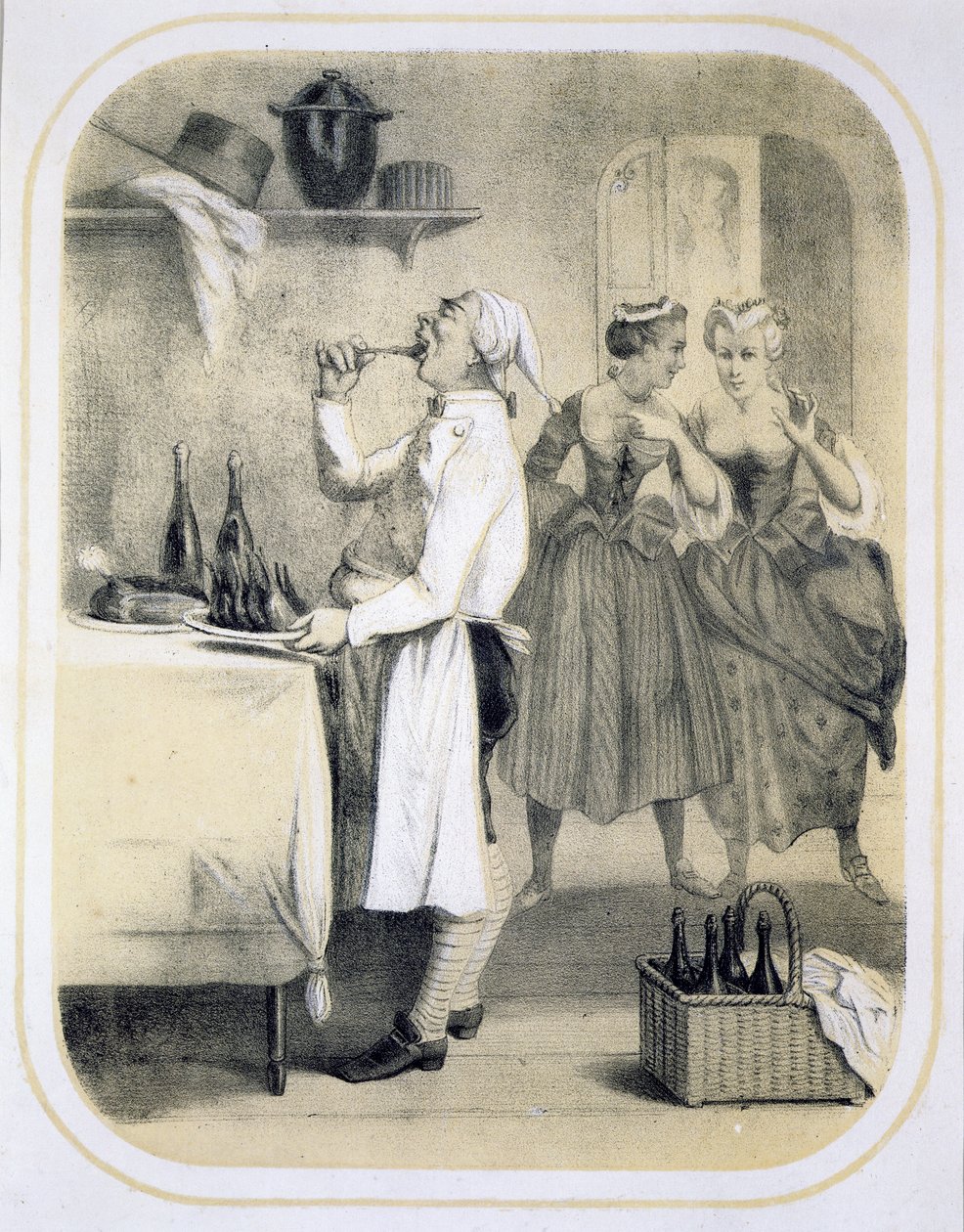 الشراهة في المطبخ ، من سلسلة من المطبوعات التي تصور الخطايا السبع المميتة ، c.1850 بواسطة لويس ليوبولد بويلي