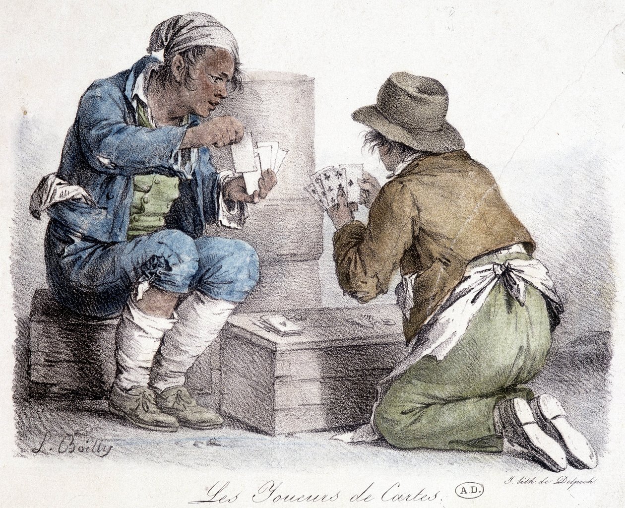 لاعبو البطاقات ، نقش ل.بويلي ، حوالي عام 1820. بواسطة لويس ليوبولد بويلي