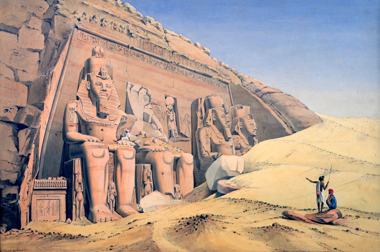 "المعبد الكبير لرمسيس الثاني ، أبو سمبل" ، ١٨٤٦ بواسطة Louis MA Linant de Bellefonds ،