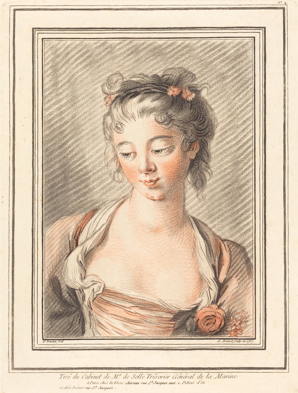 تمثال نصفي لامرأة شابة تنظر إلى الأسفل ، 1773 أو بعد ذلك. بواسطة لويس مارين بونيه