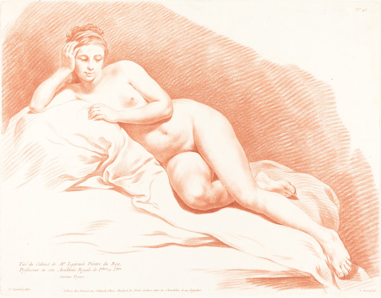 مستلق أنثى عارية 1771. بواسطة لويس مارين بونيه