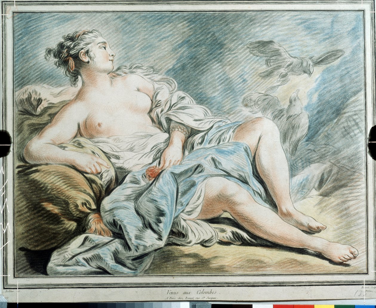 "فينوس مع الحمائم" (فينوس مع الحمائم) باستيل بقلم لويس مارين (لويس مارين) بونيت (1743-1793) متحف بوشكين في القرن الثامن عشر ، موسكو بواسطة لويس مارين بونيه
