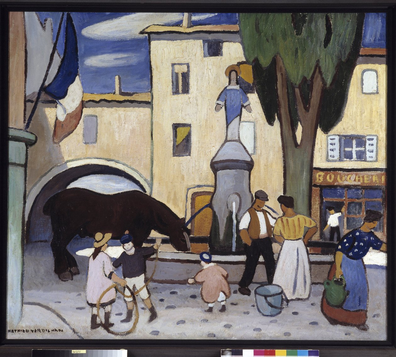 ينبوع تريتس مع حصان أسود لوحة لويس ماتيو فيرديلهان (1875-1928) القرن العشرين إشارة إلزامية: مجموعة تحيات بروفانس ، مرسيليا بواسطة لويس ماتيو فيرديلهان