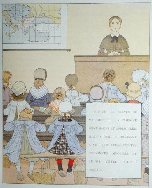"تلاميذ مادموزيل جينسيجنيمنت" ، رسم توضيحي من "أطفالنا" بواسطة أناتول فرانس (1844-1924) بواسطة لويس موريس بوتيه دي مونفيل