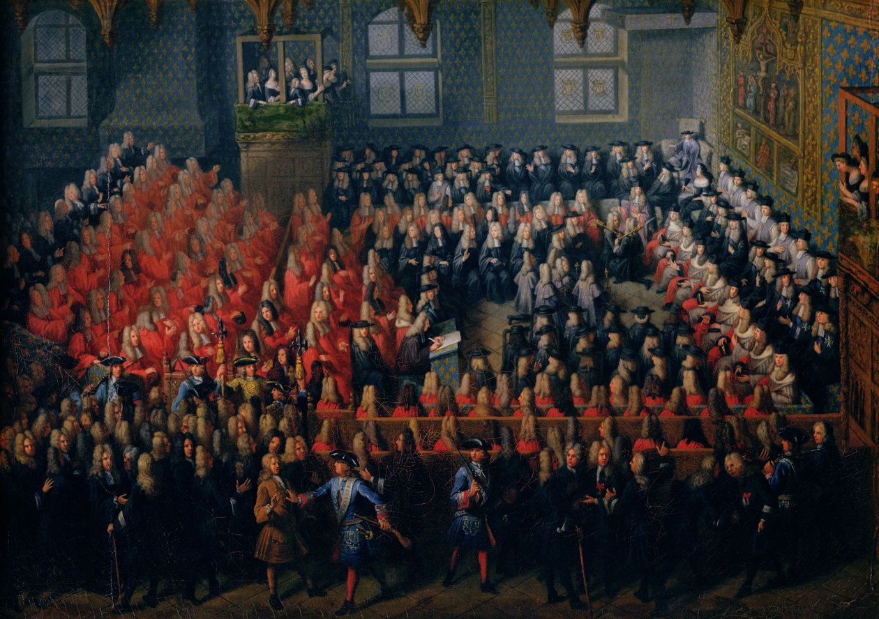 سرير العدالة الذي عقد في Parlement de Paris ، 12 سبتمبر 1715 بواسطة لويس ميشيل دومسنيل