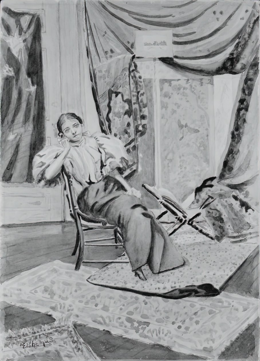 فتاة على كرسي ، ج. 1891. بواسطة لويس ميشيل إيلشيميوس