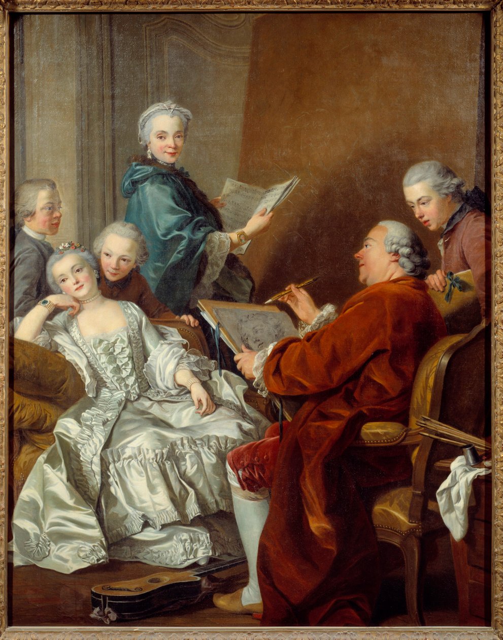 الرسام كارل فان لو وعائلته لوحة لويس ميشيل فان لو (1707-1771) القرن الثامن عشر. 2x1،56 م فرساي ، متحف القصر بواسطة لويس ميشيل فان لو