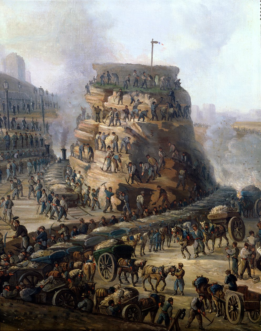الإمبراطور نابليون الثالث (1808-1873) والإمبراطورة أوجيني (1829-1920) يزوران تشايلوت هيل بينما يتم تسويتهما ، 1867 (التفاصيل) بواسطة لويس موللين