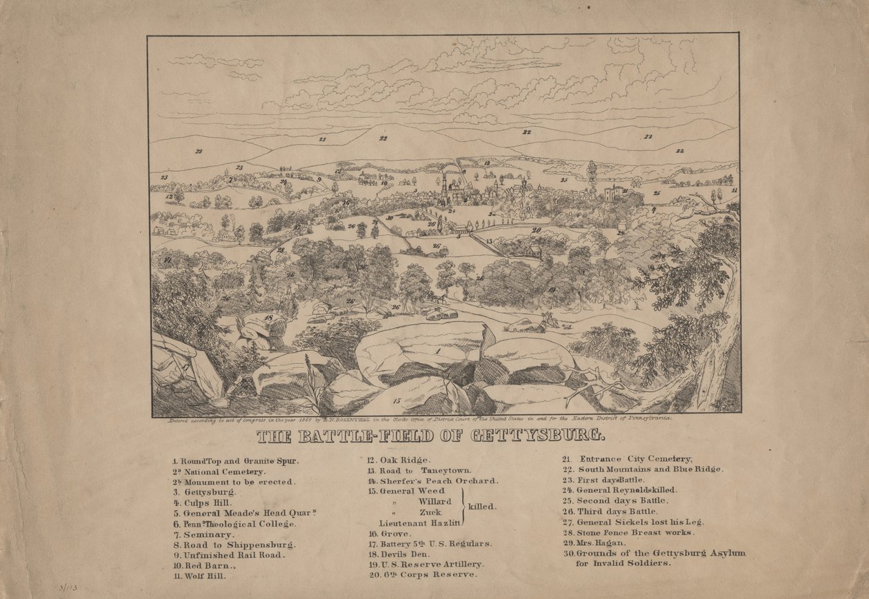 ميدان المعركة في جيتيسبيرغ ، c.1867 بواسطة لويس ن. روزنتال