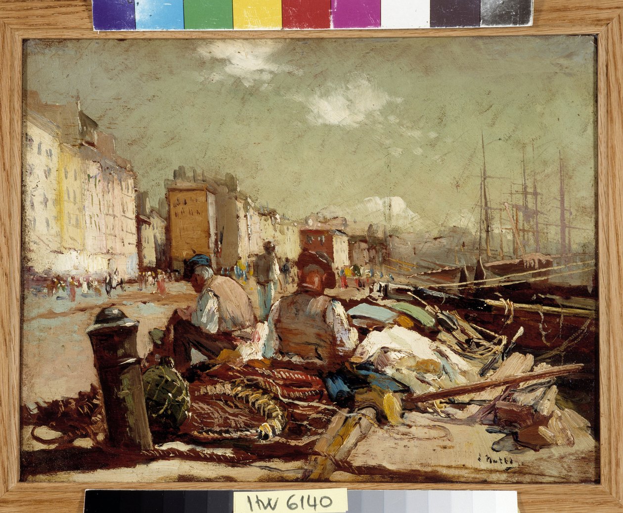 Pecheurs ravauding the nets لوحة لويس ناتيرو (1875-1915) إشارة إلزامية: مجموعة تحيات بروفانس ، مرسيليا بواسطة لويس ناتيرو