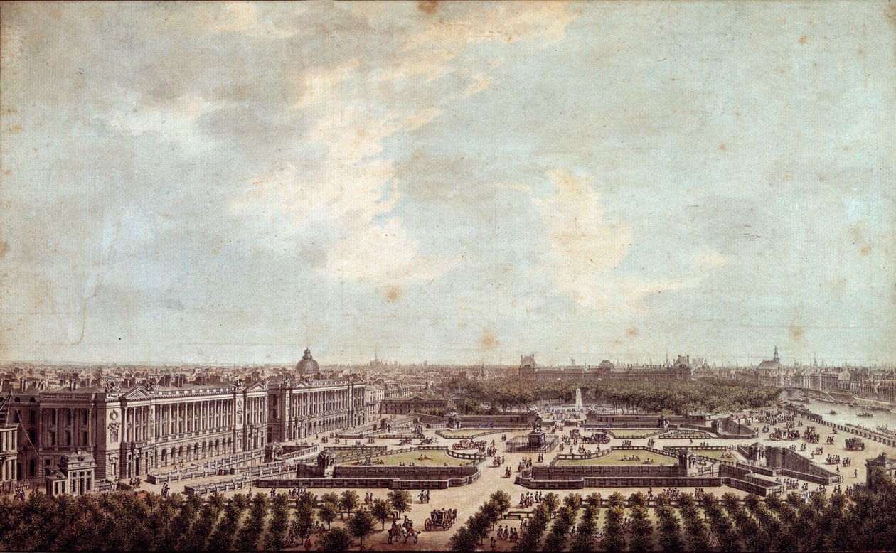 منظر لمكان لويس الخامس عشر (Place de la Concorde in Paris Watercolor بقلم Louis Nicolas de Lespinasse (1734-1808) 1778 Paris ، Musee Carnavalet بواسطة لويس نيكولاس دي ليسبيناس