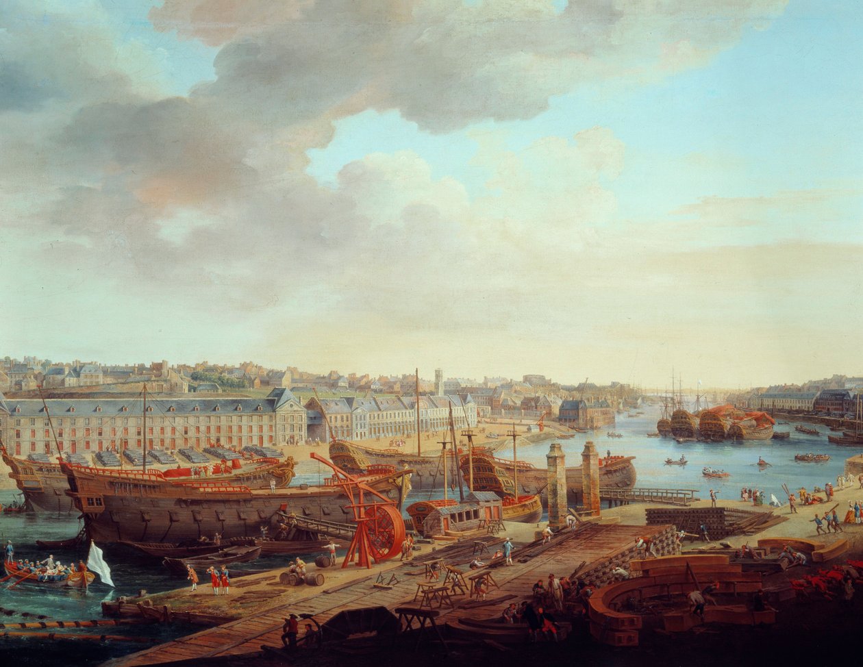 حوض بناء السفن: "" مدينة بريست "" التفاصيل. لوحة لويس نيكولاس فان بلارينبيرغي (1716-1794) 1774 بواسطة Louis Nicolas van Blarenberghe
