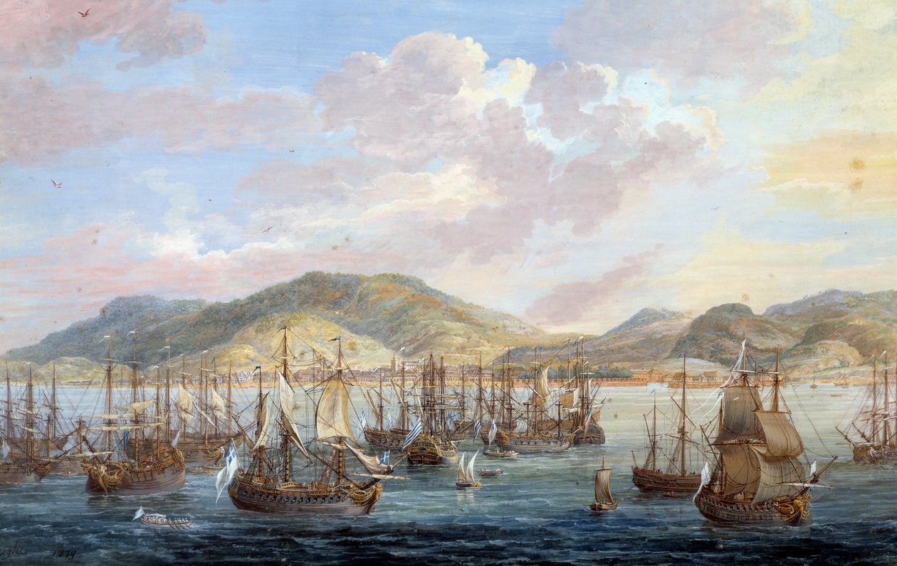 منظر لمدينة Cape francais (Cap de la Republique) إطلالة على البحر في Santo Domingo Detail. لوحة لويس نيكولاس فان بلارينبيرغي (1716-1794) 1779 لا روشيل ، متحف دو نوفو موند - منظر لمدينة كاب فرانسيس (كاب دي لا ريبابليك) ، البحر السادس بواسطة Louis Nicolas van Blarenberghe
