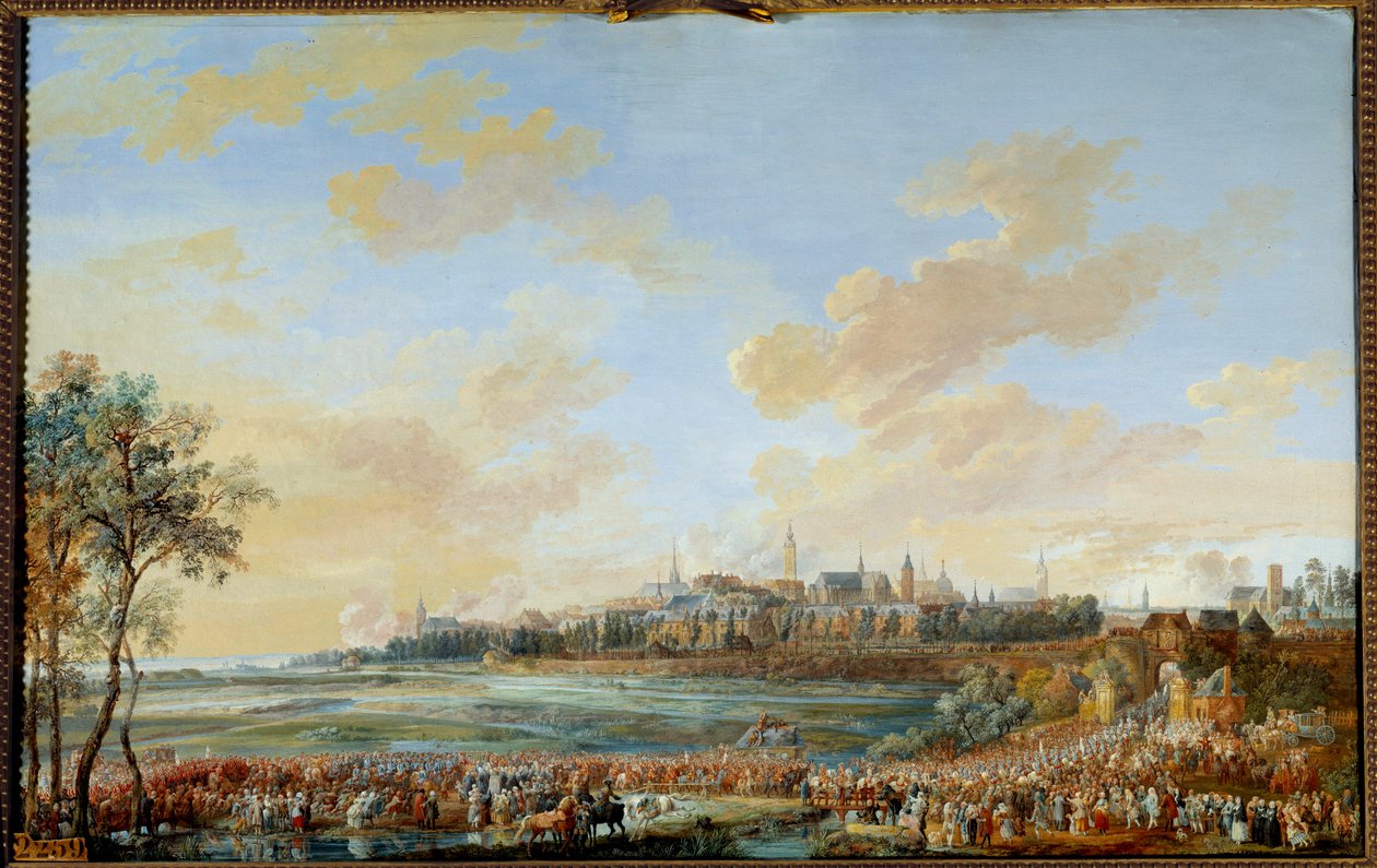 حرب الخلافة النمساوية (1741-1748): "" دخول الملك لويس الخامس عشر إلى مونس 30/05/1747 "" غواش لويس نيكولاس فان بلارينبيرجي (1716-1794) 1783 شمس. 0،59 × 0.94 م - حرب الخلافة النمساوية (1741-1748): دخول الملك لويس الخامس عشر في مونس ، 30 مايو بواسطة Louis Nicolas van Blarenberghe