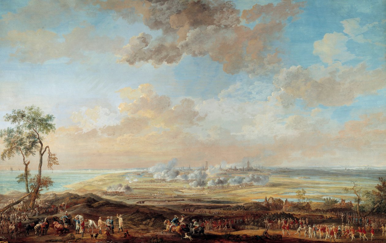 حرب خلافة النمسا (1741-1748): "" حصار أوستند من قبل الملازم أول إيرل أوف لويندال من 13 إلى 23 أغسطس 1745 "" الغواش لويس نيكولاس فان بلارينبيرغي (1716-1794) 1783 صن. 0،59x0،94 م متحف فرساي للقلعة بواسطة Louis Nicolas van Blarenberghe