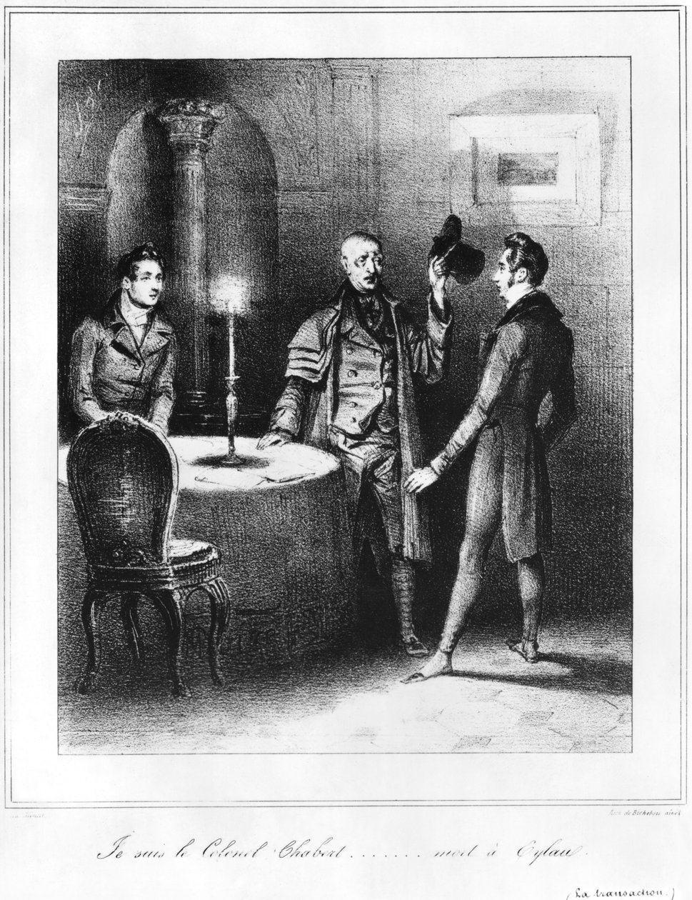 العقيد شابرت ، رسم توضيحي من "العقيد شابرت" بقلم هونور دي بلزاك (1799-1850) 1832 بواسطة لويس فيليب ألفونس بيشبويس