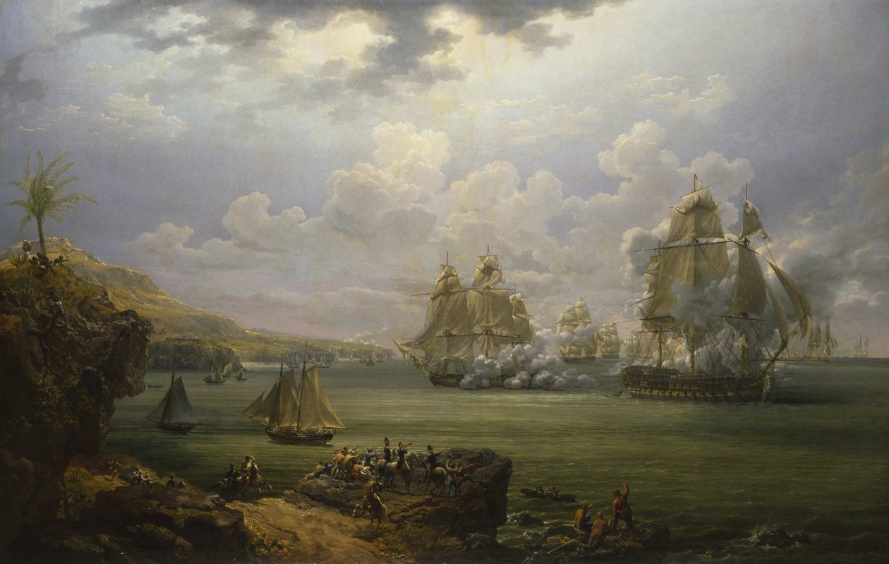 قتال الفرقاطة Poursuivante ضد السفينة البريطانية Hercule ، 28 يونيو 1803 ، 1803. بواسطة لويس فيليب كريبين