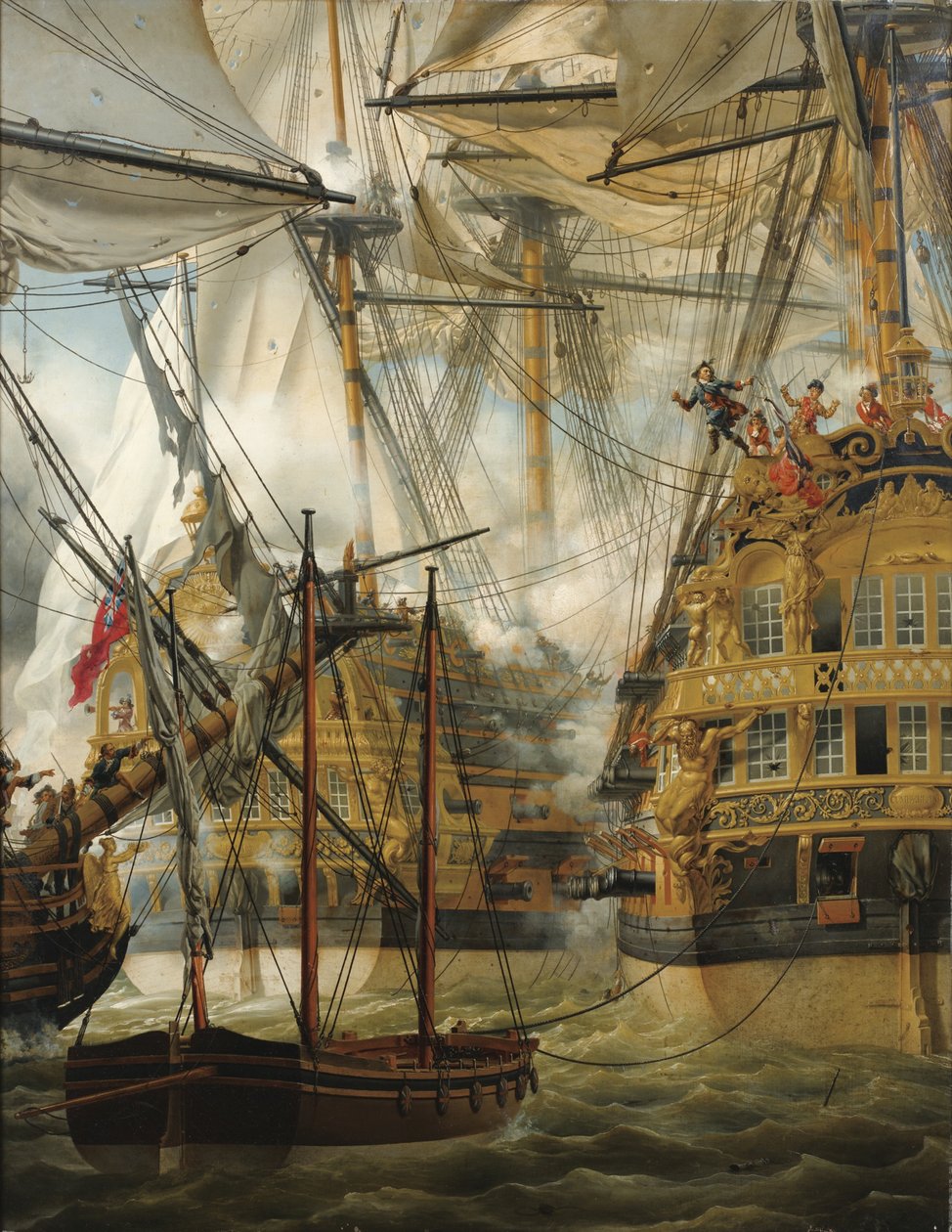 HMS Cumberland يقاتل ضد Le Lys و La Gloire ، 1827 بواسطة لويس فيليب كريبين
