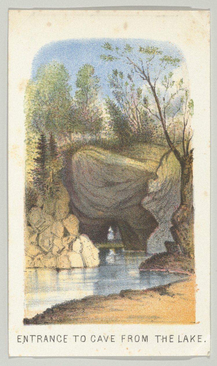 مدخل الكهف من البحيرة ، من السلسلة ، مناظر في سنترال بارك ، نيويورك ، الجزء الثاني ، 1864. بواسطة لويس برانغ