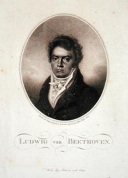 لودفيج فان بيتهوفن (1770-1827) نقش بواسطة بلاسيوس هوفيل (1792-1963) 1814 (ميزوتينت) بواسطة لويس رينيه (بعد) ليترون