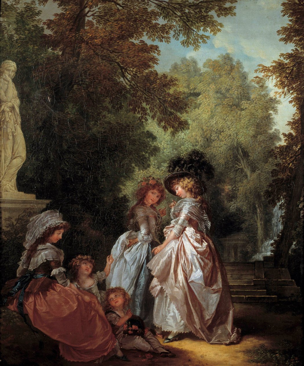 Women and Children in a Park Painting by Louis-Roland Trinquesse (ca. 1746-ca. 1800) 18th century Sun. 0,61x0,33 m. بواسطة لويس رولاند ترينكوس