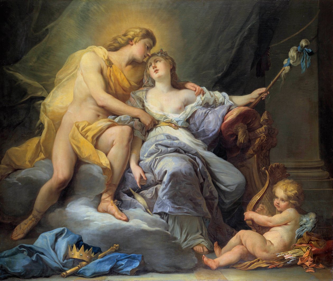 لوحة Apollo Stroking Leucothoe بواسطة Antoine Boizot (1702-1782) 1737 Dim. 1.67 × 2 م. جولات متحف الفنون الجميلة بواسطة لويس سيمون بويزوت