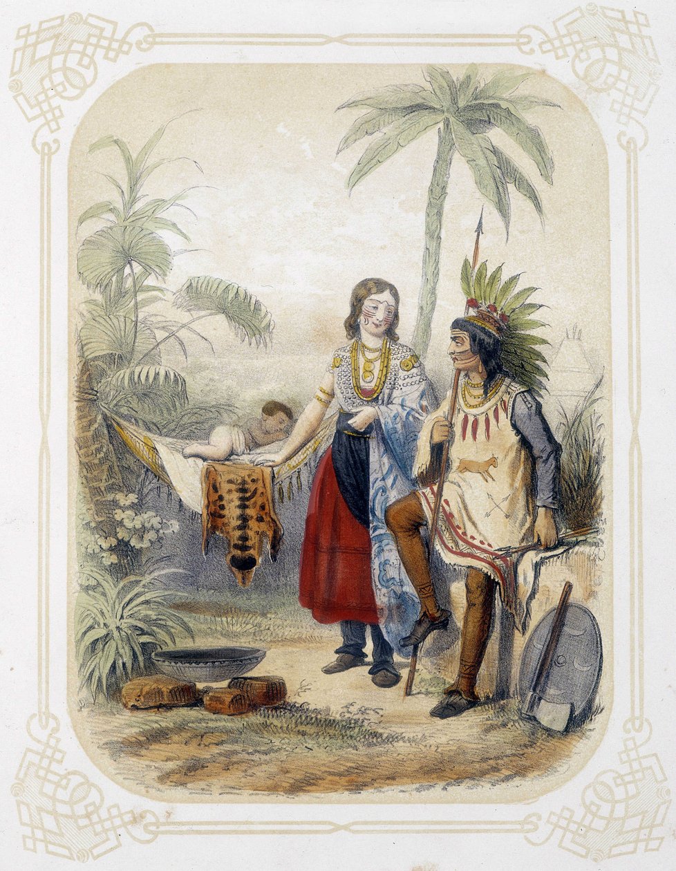 العائلة في أوقيانوسيا - في "" ألبوم المسافر الشاب "، برسوم لويس لاسال بواسطة لويس سيمون لاسال