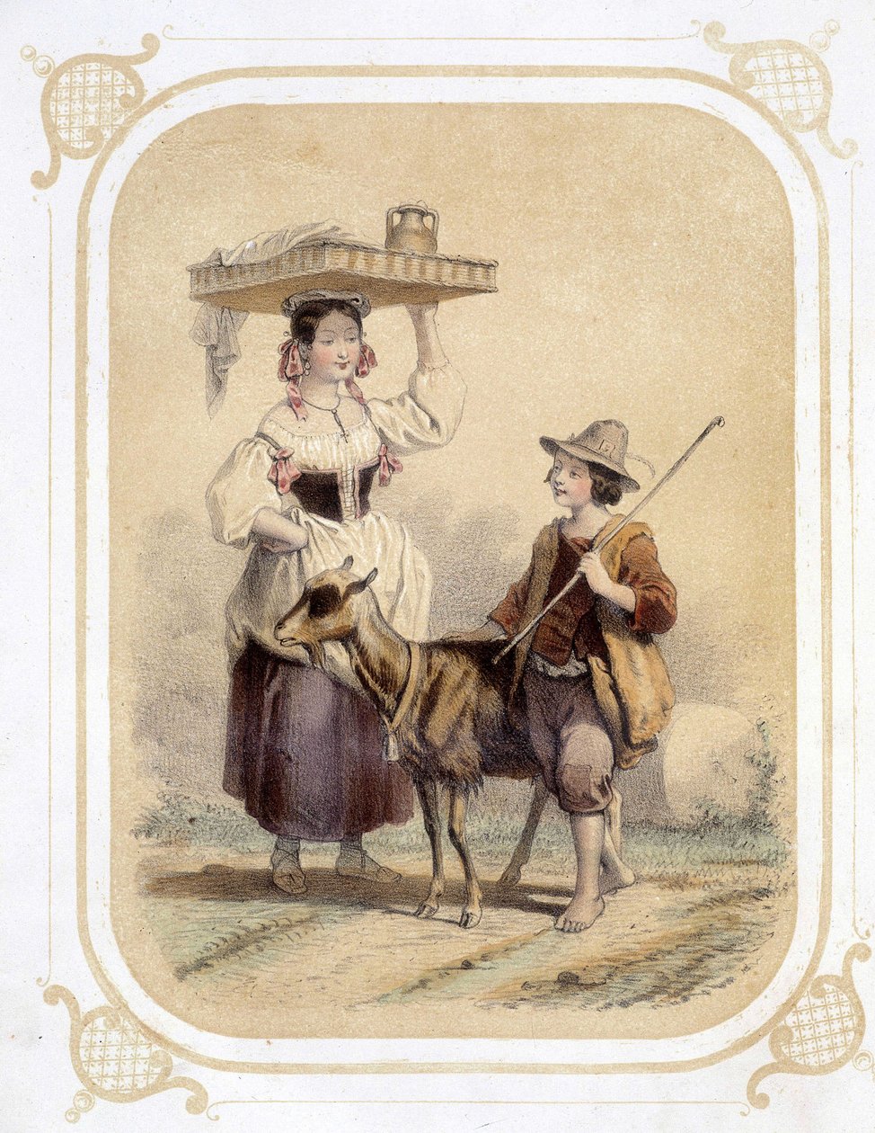 الراعي الإيطالي والفلاحي - في "" ألبوم du young traveller "، برسوم لويس لاسال بواسطة لويس سيمون لاسال
