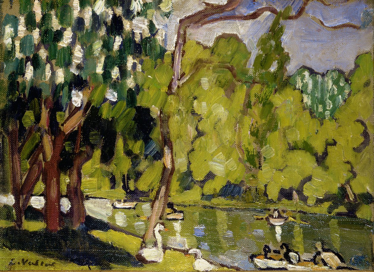 قوارب على البحيرة في Bois de Boulogne بواسطة لويس فالتات