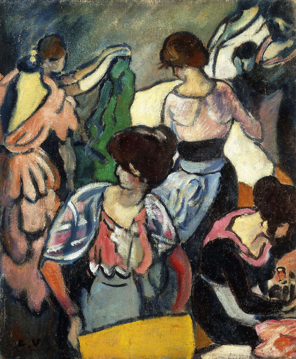 غرفة الخياطة؛ لو صالون دي كوتور، ج.1920 (زيت على قماش) بواسطة لويس فالتات