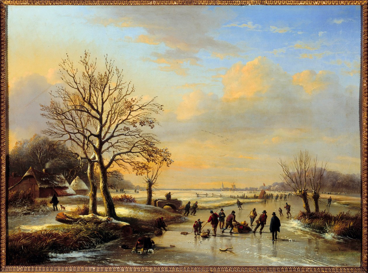 المتزلجين. لوحة للويس فيروي (1807-1877) بواسطة لويس فيروي