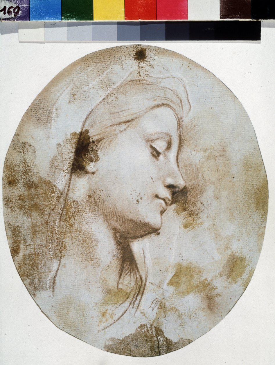 "Visage de Vierge" (رأس العذراء) رسم متفائل للويس دي بولوني الثاني الأصغر (1657-1733) متحف بوشكين ، موسكو بواسطة لويس دي بولون