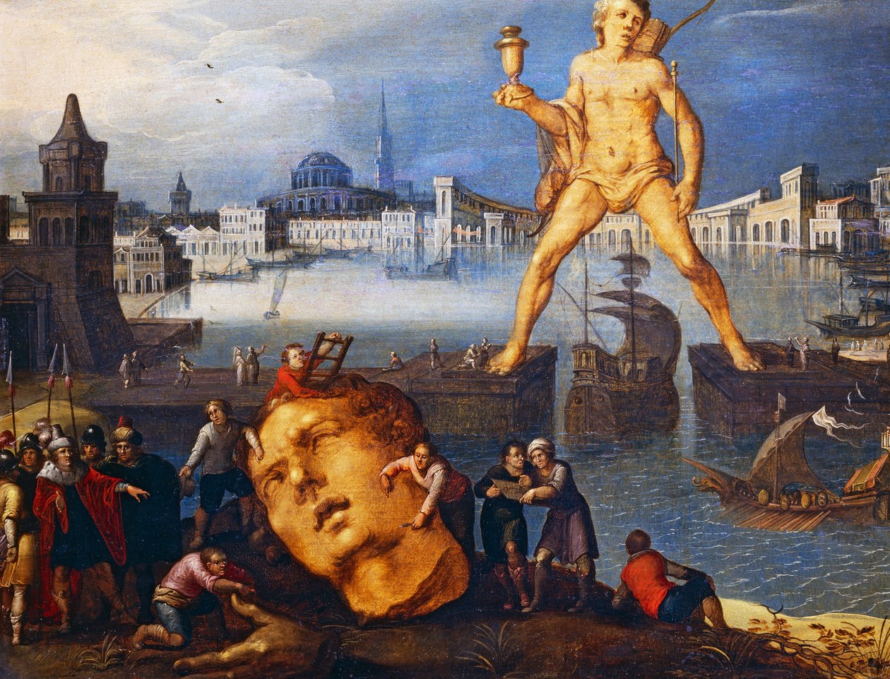 The Colossus of Rhodes (oil on wood) بواسطة لويس دي كوليري