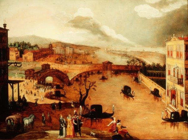 مشهد جالانت في منظر طبيعي للنهر (لوحة) بواسطة لويس دي كوليري