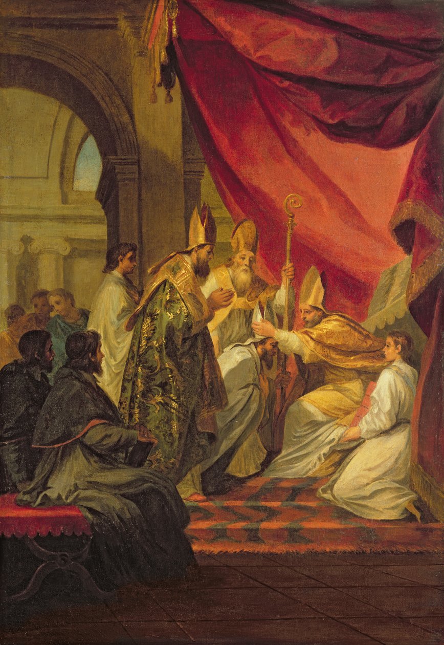 عين القديس أوغسطين (354-430) أسقف فرس النهر ، دراسة للزخرفة في Invalides ، 1702 بواسطة لويس دي الأصغر بولون