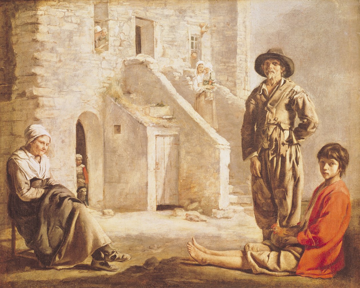 الفلاحون قبل منزلهم ، c.1641 بواسطة لويس لو نين