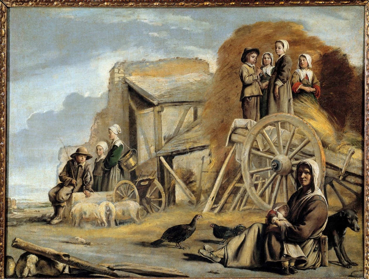 The cart or the return of the hay Painting by Louis Le Nain (1593-1648) بواسطة لويس لو نين