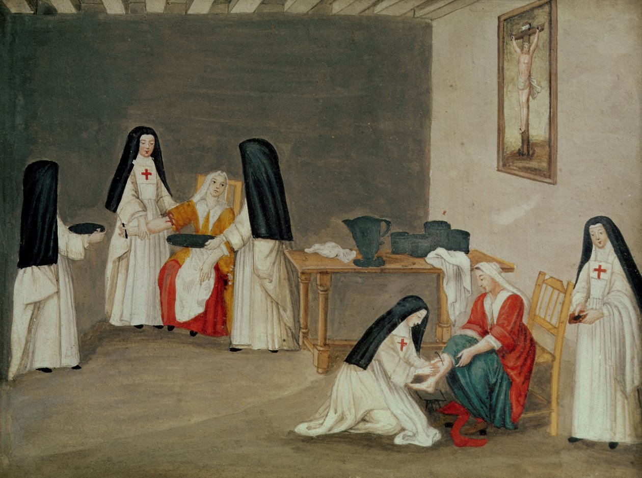 رعاية المرضى ، من L&39;Abbaye de Port-Royal ، ص 1710 بواسطة لويز مادلين كوتشين