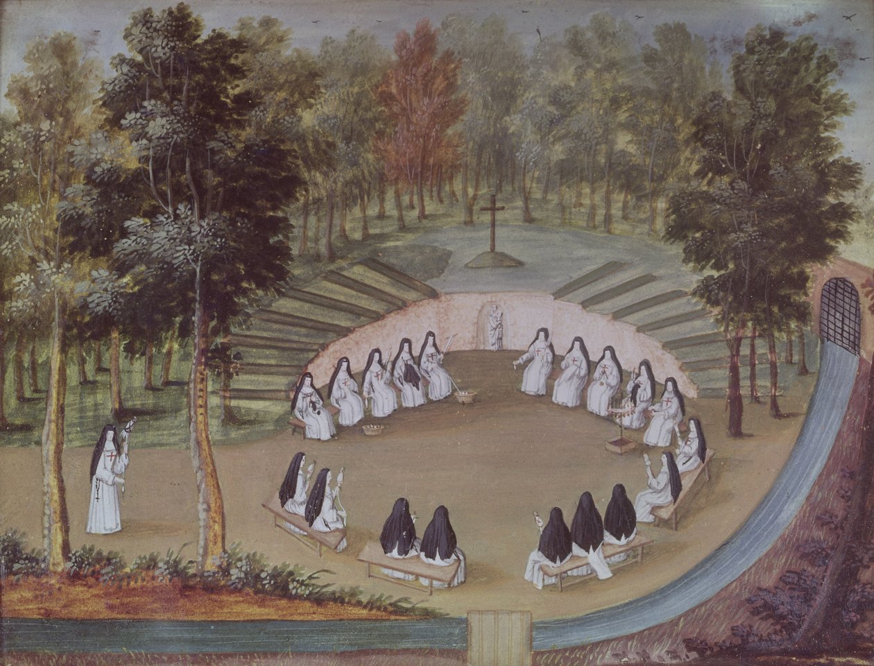 لقاء الراهبات في العزلة ، من L&39;Abbaye de Port-Royal ، ص 1710 بواسطة لويز مادلين كوتشين